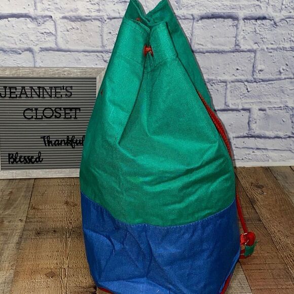 Harrods Knightsbridge Dark Colorblock Embroidered Bag Duffle Backpack Drawstring - Picture 11 of 11